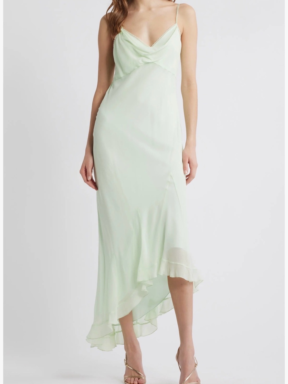 LoveShackFancy Pale Lime Slip Maxi Dress